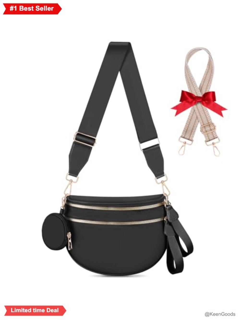 Checkered Nylon Bum Bag Crossbody Fanny Pack with Extra Strap